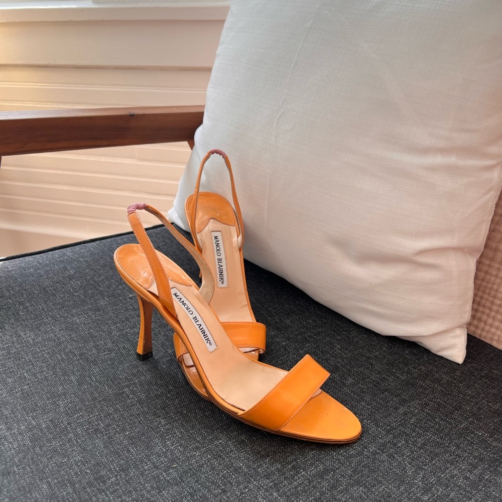 Orange Manolo Blahnik Strappy Heels size 9